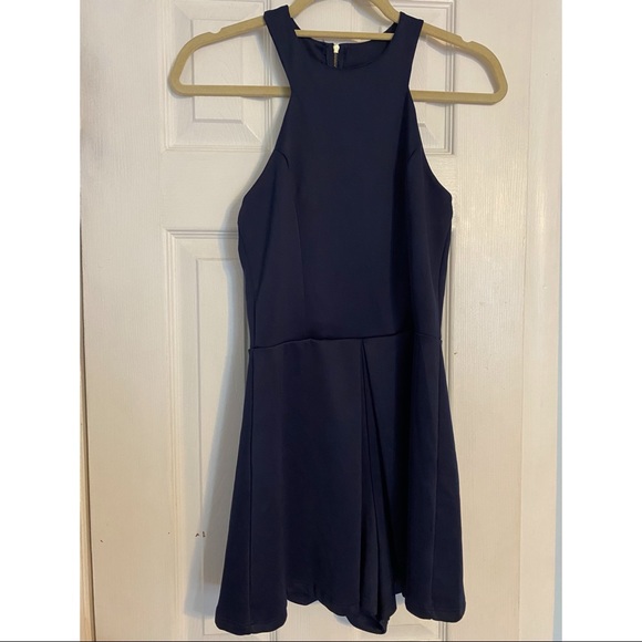 Navy Blue Formal Romper with Gold Accents | Size S - Picture 1 of 2